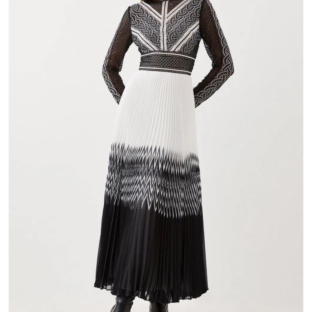 Karen Millen Guipure Lace Satin Maxi Dress in Black